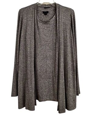 J. Jill Wearever Collection Heather Gray Soft Knit Cardigan Tank Set Size Medium